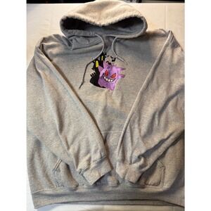 Grey Pokemon Gengar Embroidered Hoodie